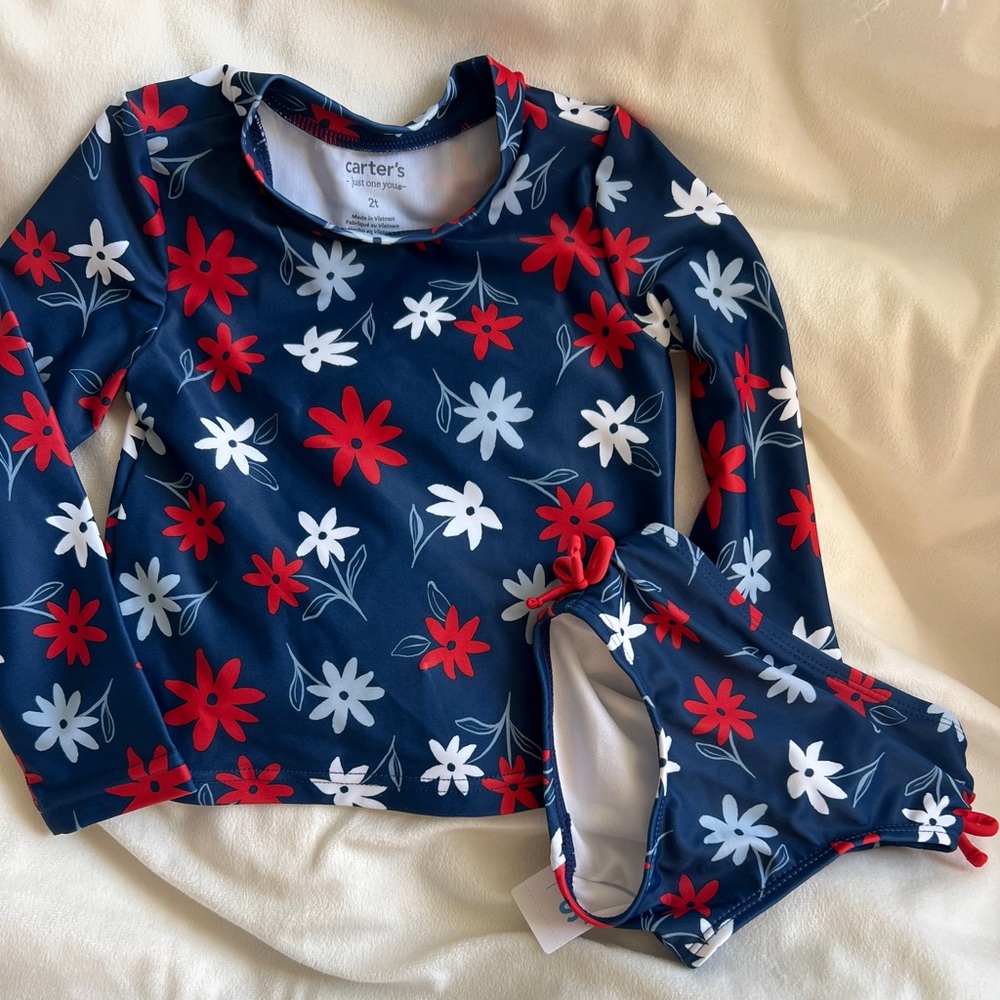 2T little Girl Floral Swim Rashguard